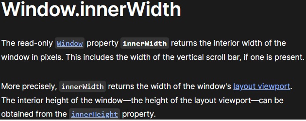 Window.innerWidth - MDN